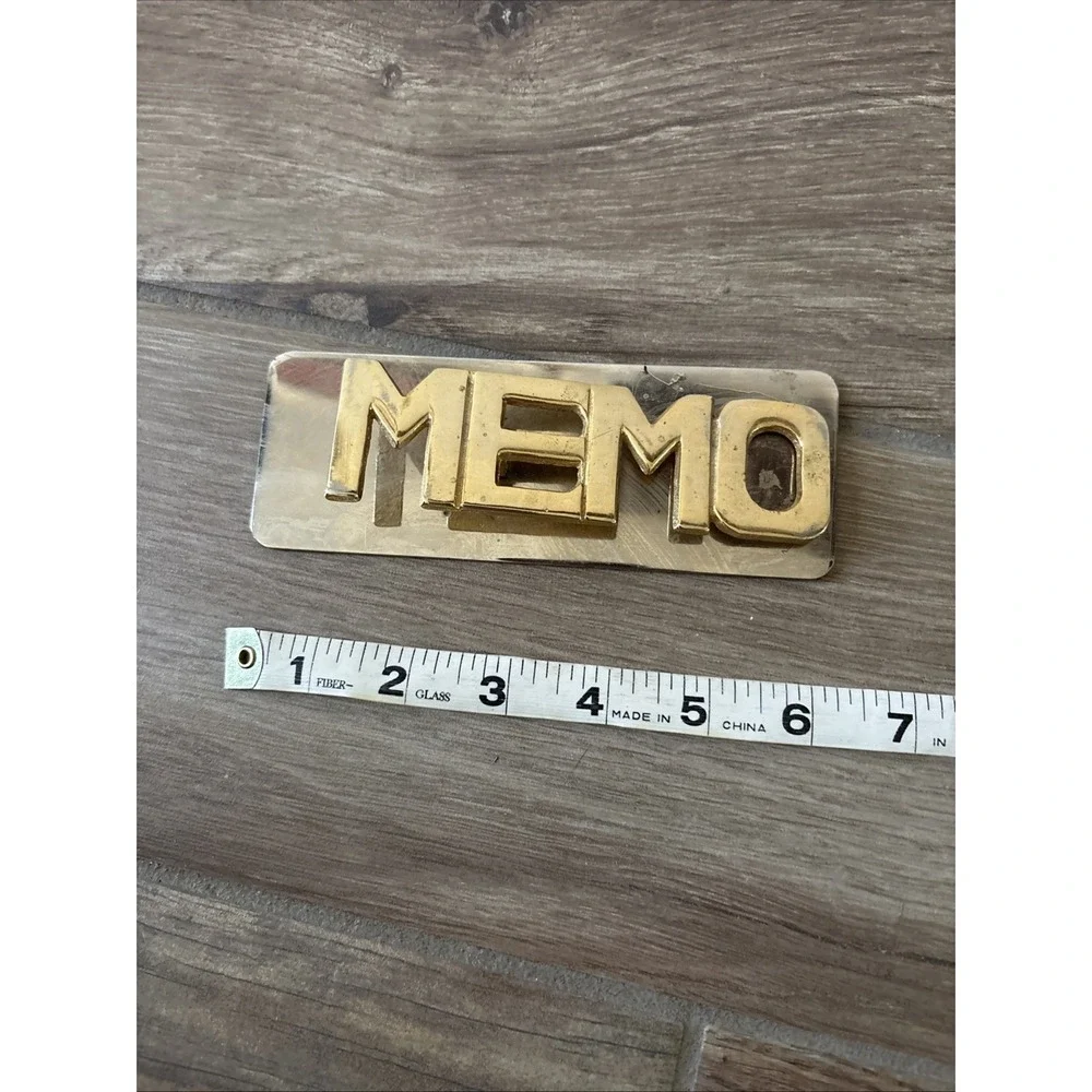 Vintage Brass Paper Holder Desk Memo Desktop 1980s